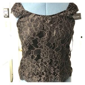 Anne Klein NWT blk Lacey lined delicate blouse 👚